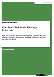 Cover von Über Frank Wedekinds 'Frühlings Erwachen'