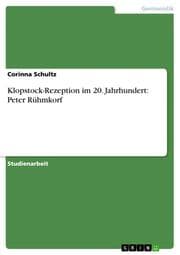 Cover von Klopstock-Rezeption im 20.Jahrhundert: Peter Rühmkorf