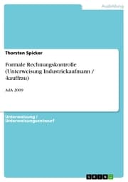Cover von Formale Rechnungskontrolle (Unterweisung Industriekaufmann / -kauffrau)