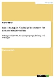 Cover von Die Stiftung als Nachfolgeinstrument für Familienunternehmen