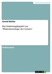 Cover von Das Einleitungskapitel zur 'Phänomenologie des Geistes'