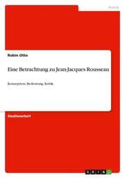 Cover von Eine Betrachtung zu Jean-Jacques Rousseau