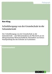 Cover von Schulübergang von der Grundschule in die Sekundarstufe