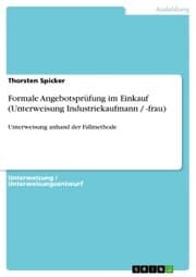 Cover von Formale Angebotsprüfung im Einkauf (Unterweisung Industriekaufmann / -frau)