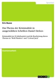 Cover von Das Thema der Kriminalität in ausgewählten Schriften Daniel Defoes