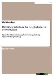 Cover von Die Differenzhaftung der Gesellschafter in der Vor-GmbH