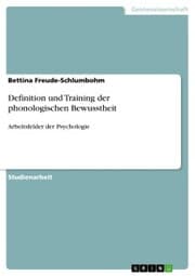 Cover von Definition und Training der phonologischen Bewusstheit