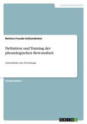 Cover von Definition und Training der phonologischen Bewusstheit