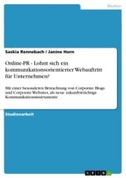 Cover von Online-PR - Lohnt sich ein kommunikationsorientierter Webauftritt für Unternehmen?