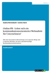 Cover von Online-PR - Lohnt sich ein kommunikationsorientierter Webauftritt für Unternehmen?