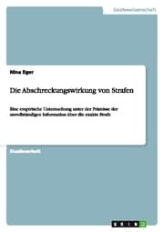 Cover von Die Abschreckungswirkung von Strafen