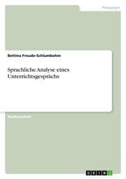 Cover von Sprachliche Analyse eines Unterrichtsgesprächs
