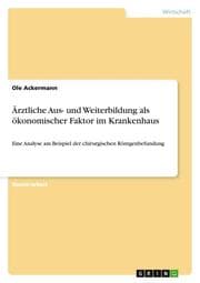 Cover von Ärztliche Aus- und Weiterbildung als ökonomischer Faktor im Krankenhaus