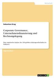 Cover von Corporate Governance, Unternehmensfinanzierung und Rechnungslegung