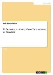 Cover von Reflexionen zu Amartya Sens 'Development as Freedom'