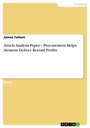 Cover von Article Analysis Paper - Procurement Helps Siemens Deliver Record Profits