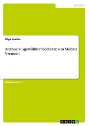 Cover von Analyse ausgewählter Liedtexte von Maryna Vremeni
