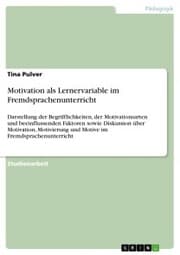 Cover von Motivation als Lernervariable im Fremdsprachenunterricht