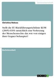 Cover von Stellt die EU-Rückführungsrichtlinie KOM (2005) 0391 tatsächlich eine Verletzung der Menschenrechte dar, wie von einigen ihrer Gegner behauptet?