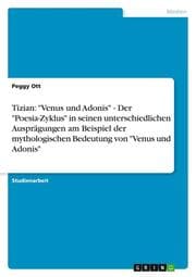 Cover von Tizian: 'Venus und Adonis' - Der 'Poesia-Zyklus' in seinen unterschiedlichen Ausprägungen am Beispiel der mythologischen Bedeutung von 'Venus und Adonis'