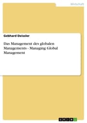 Cover von Das Management des globalen Managements - Managing Global Management