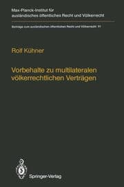 Cover von Vorbehalte zu multilateralen völkerrechtlichen Verträgen / Reservations to Multilateral Treaties