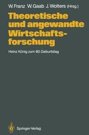 Cover von Theoretische und angewandte Wirtschaftsforschung