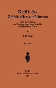 Cover von Kritik des Zeitstudienverfahrens