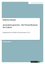 Cover von Aeneadum genetrix - Der Venus-Hymnus des Lukrez