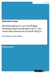 Cover von Das Klavierkonzert von Carl Philipp Emmanuel Bach am Beispiel vom 1. Satz seines Klavierkonzerts in d-moll (Wq23)
