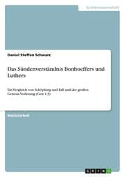 Cover von Das Sündenverständnis Bonhoeffers und Luthers