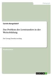 Cover von Das Problem des Lerntransfers in der Weiterbildung