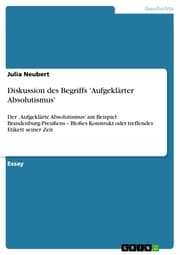 Cover von Diskussion des Begriffs 'Aufgeklärter Absolutismus'