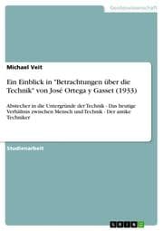 Cover von Ein Einblick in 'Betrachtungen über die Technik' von José Ortega y Gasset (1933)