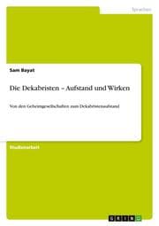 Cover von Die Dekabristen - Aufstand und Wirken