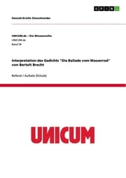 Cover von Interpretation des Gedichts 'Die Ballade vom Wasserrad' von Bertolt Brecht