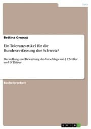 Cover von Ein Toleranzartikel für die Bundesverfassung der Schweiz?