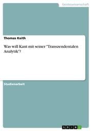 Cover von Was will Kant mit seiner 'Transzendentalen Analytik'?