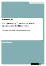Cover von Jaakko Hintikka: Über den Status von Intuitionen in der Philosophie