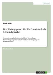 Cover von Der Bildungsplan 1994 für Französisch als 1.Fremdsprache