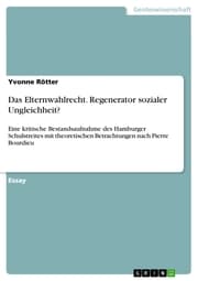 Cover von Das Elternwahlrecht. Regenerator sozialer Ungleichheit?
