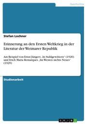 Cover von Erinnerung an den Ersten Weltkrieg in der Literatur der Weimarer Republik