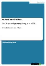 Cover von Die Notstandsgesetzgebung von 1968
