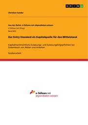 Cover von Der Entry Standard als Kapitalquelle für den Mittelstand