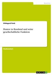 Cover von Humor in Russland und seine gesellschaftliche Funktion