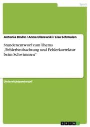 Cover von Stundenentwurf zum Thema Fehlerbeobachtung und Fehlerkorrektur beim Schwimmen