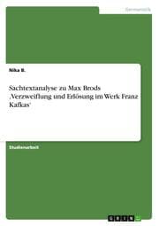 Cover von Sachtextanalyse zu Max Brods Verzweiflung und Erlösung im Werk Franz Kafkas