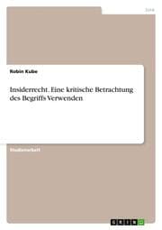 Cover von Insiderrecht.Eine kritische Betrachtung des Begriffs Verwenden