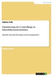 Cover von Optimierung des Controllings in Immobilienunternehmen