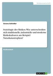 Cover von Soziologie des Risikos.Wie unterscheiden sich traditionelle, industrielle und moderne Risikokulturen am Beispiel Naturkatastrophen?